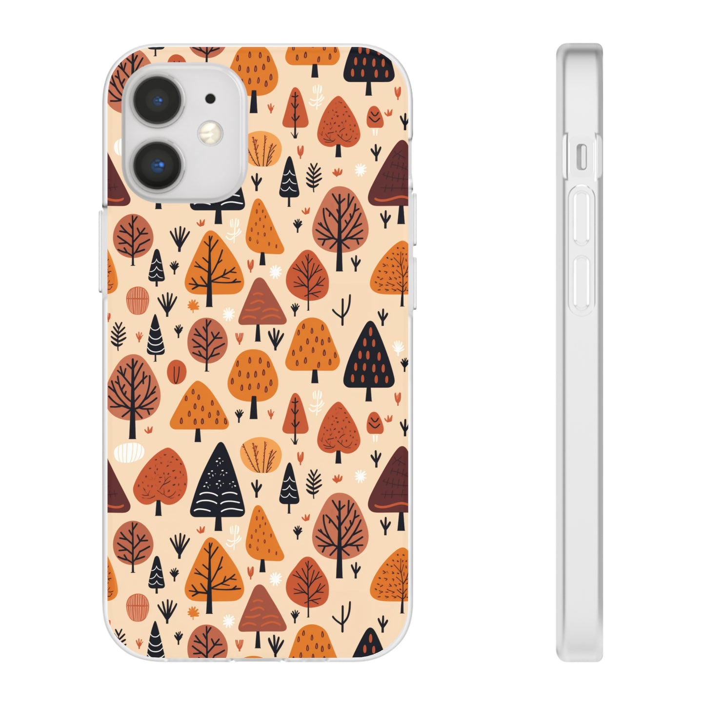 Terracotta Tree Tapestry: A Playful Autumn Mosaic - Flexible Phone Case