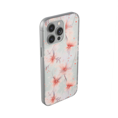 Whispering Petals: Subtle Grey & Pastel Red Gradient Phone Case