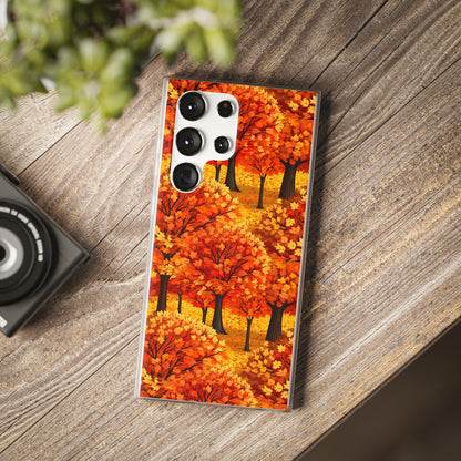 Impasto-Style Woodlands: High-Contrast Autumn Foliage - Flexible Phone Case