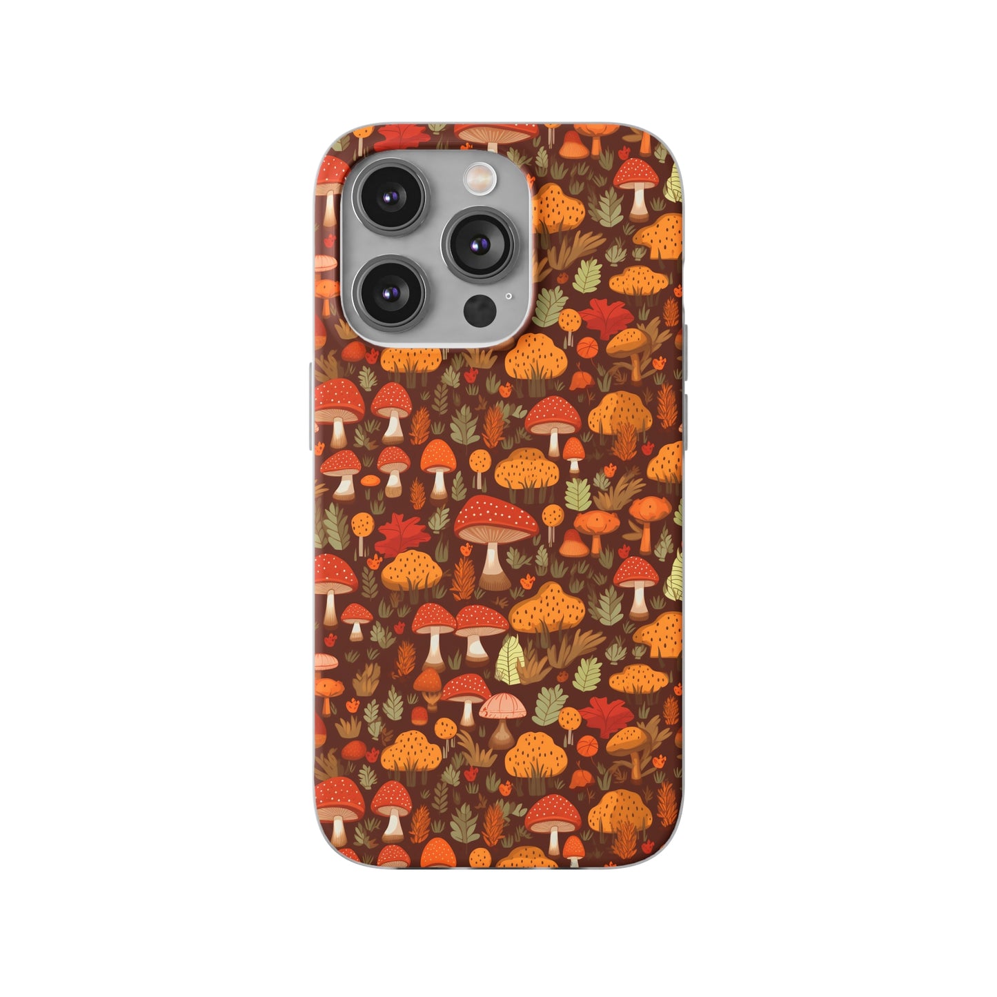 Autumn Spore Wonderland: Enchanting Mushroom and Leaf Designs - Flexible Phone Case