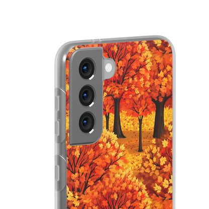 Impasto-Style Woodlands: High-Contrast Autumn Foliage - Flexible Phone Case