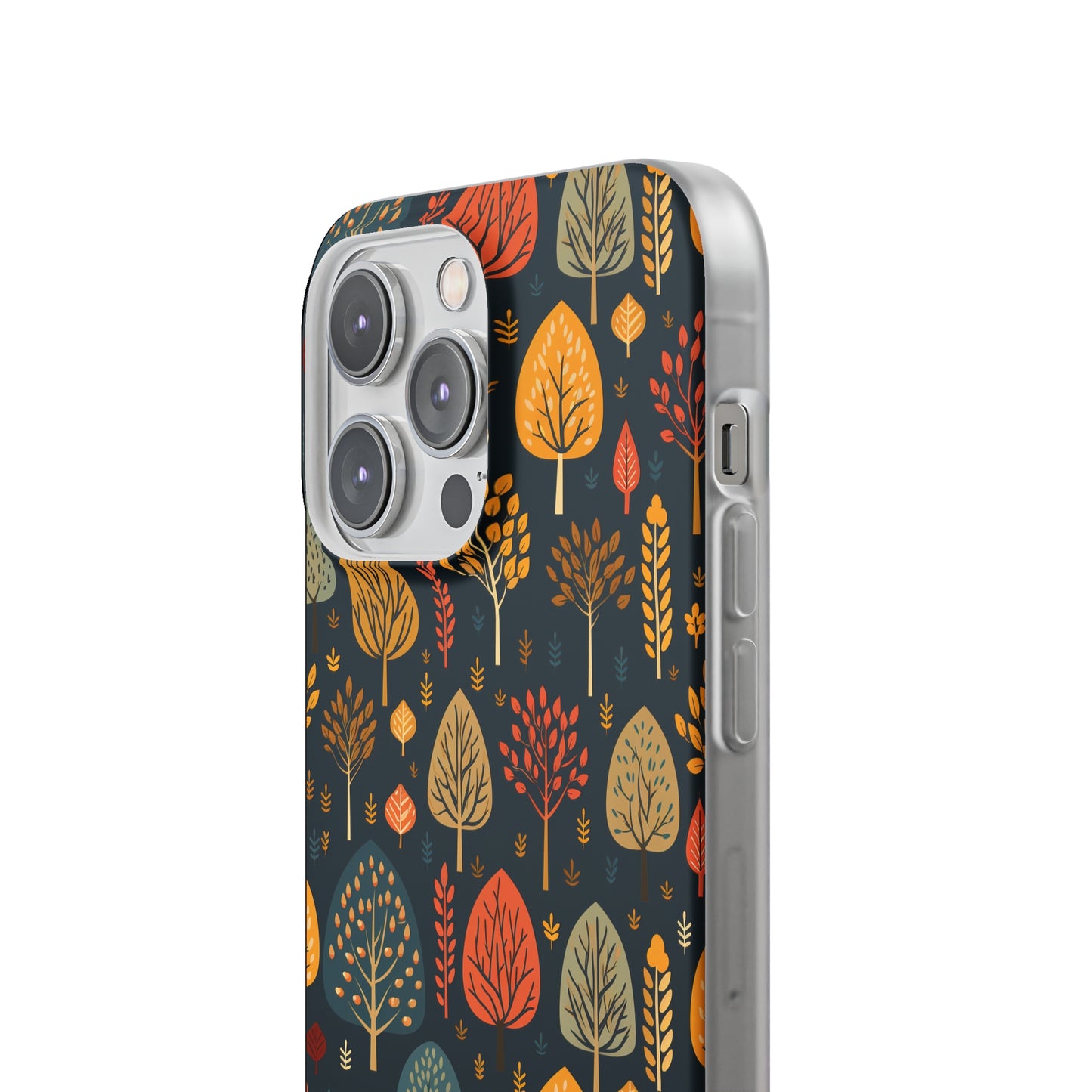 Mid-Century Mosaic: Dappled Leaves and Folk Imagery - Flexible Phone Case