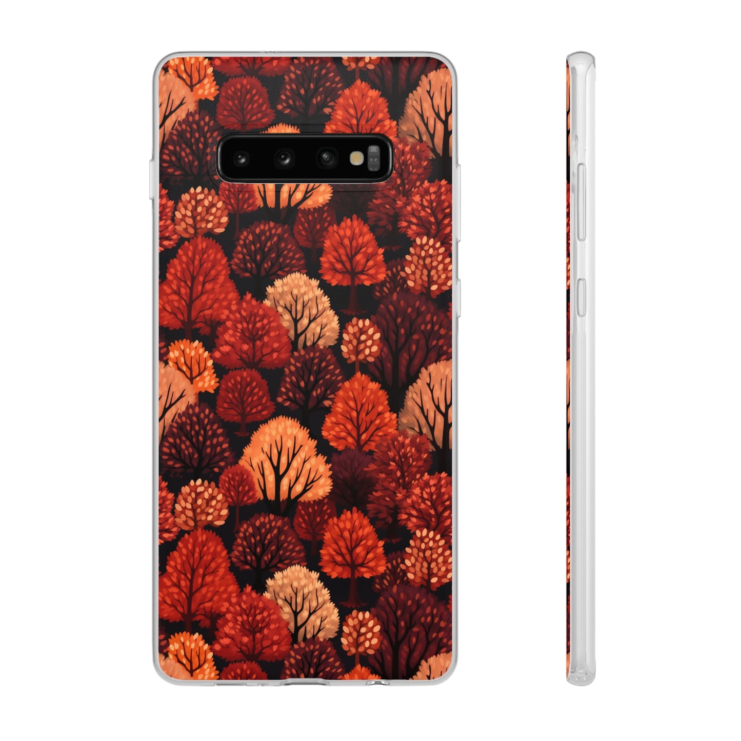 Crimson Forest: Autumn Trees in Vibrant Detail - Flexible Phone Case