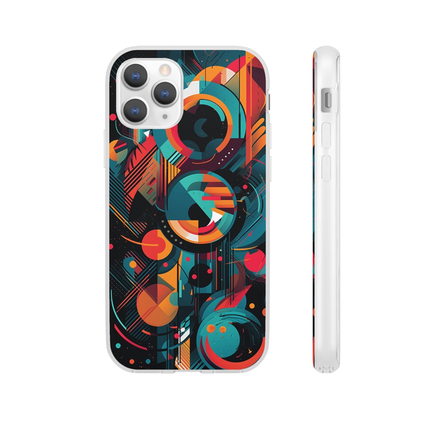 Vibrant Geometric Fusion Phone Case - Bold Squares & Circles Design - Flexi Cases Phone Case Pattern Symphony   