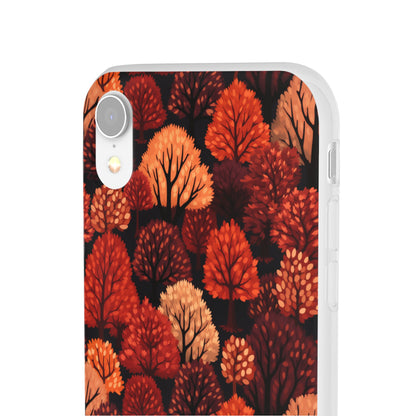 Crimson Forest: Autumn Trees in Vibrant Detail - Flexible Phone Case