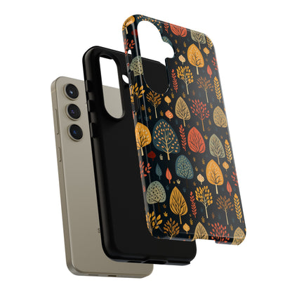 Mid-Century Mosaic: Dappled Leaves and Folk Imagery - Tough Phone Case