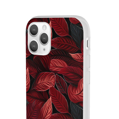 Scarlet Whispers: Lush Autumn Colours in Botanical Bliss - Flexible Phone Case