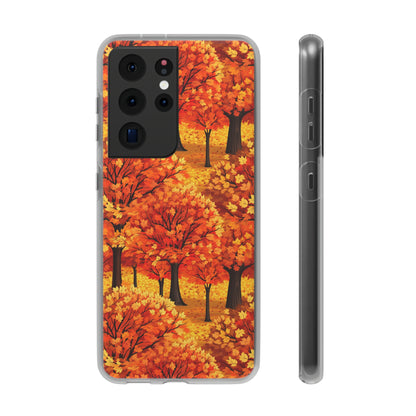 Impasto-Style Woodlands: High-Contrast Autumn Foliage - Flexible Phone Case