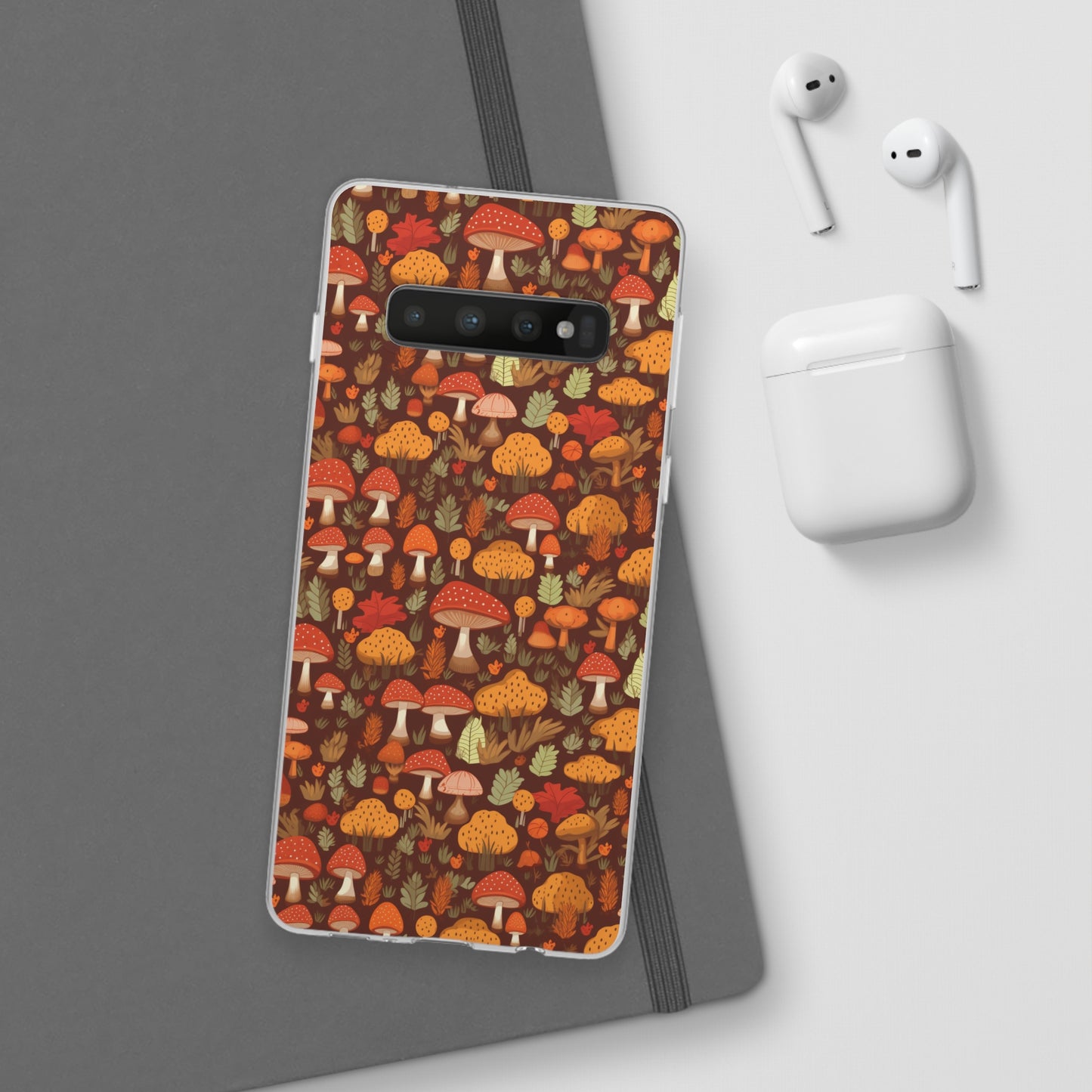 Autumn Spore Wonderland: Enchanting Mushroom and Leaf Designs - Flexible Phone Case