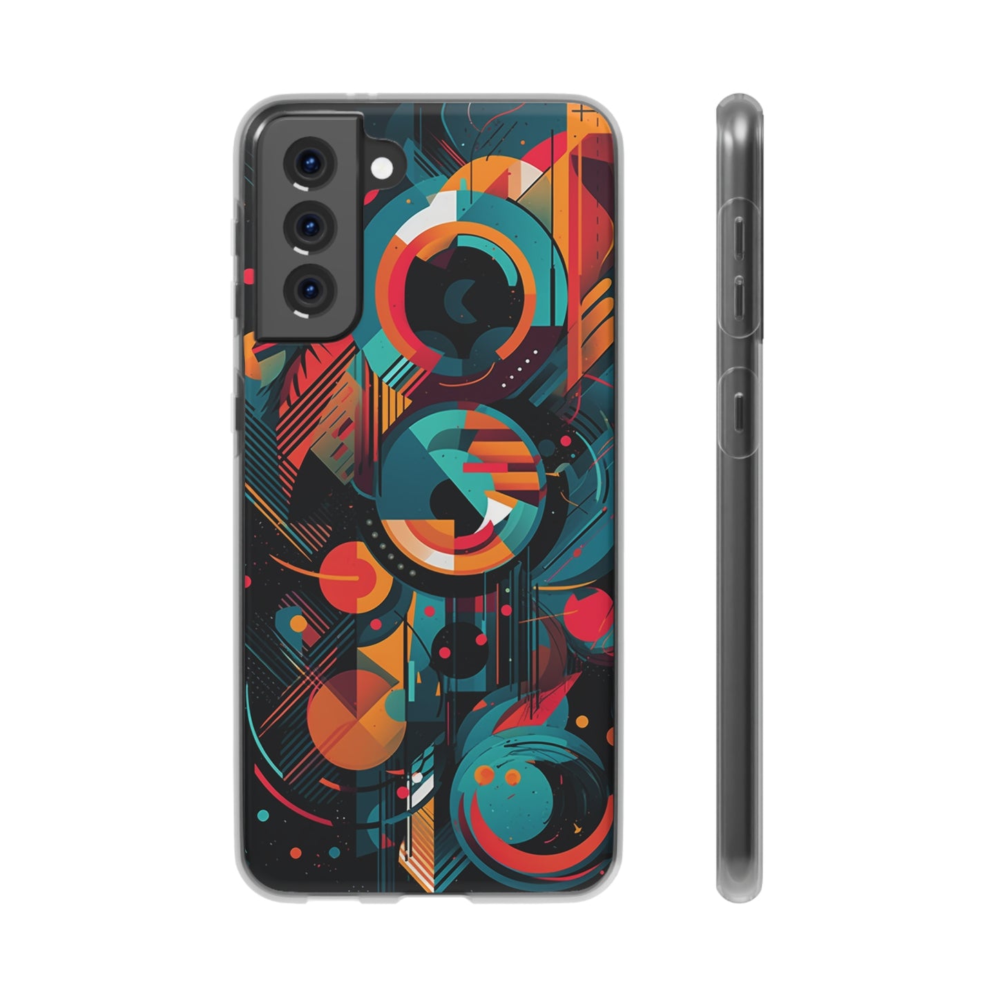 Vibrant Geometric Fusion Phone Case - Bold Squares & Circles Design - Flexi Cases Phone Case Pattern Symphony   