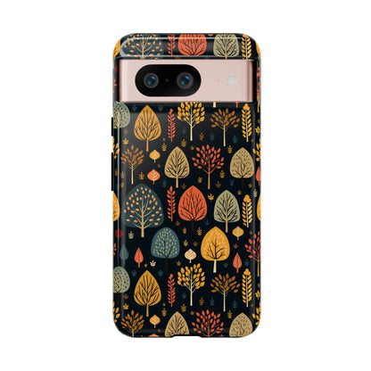 Mid-Century Mosaic: Dappled Leaves and Folk Imagery - Tough Phone Case