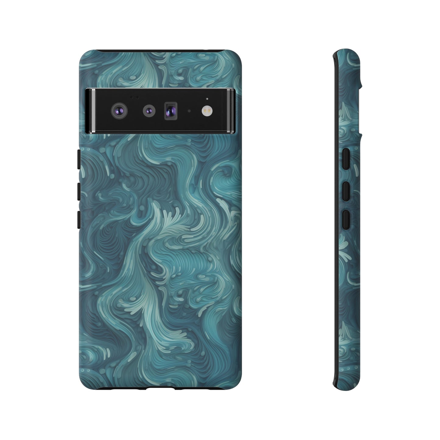 Azure Depths: Layered Blue Topographic Design Tough Phone Case