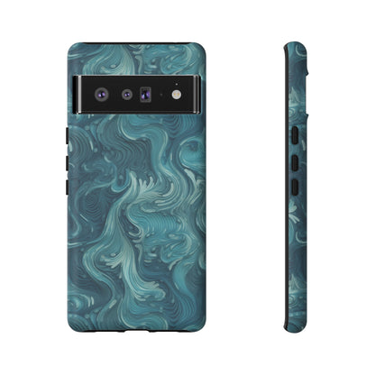 Azure Depths: Layered Blue Topographic Design Tough Phone Case