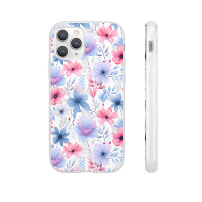 Floral Whispers - Soft Hues of Violets, Pinks, and Blues - Flexi Phone Case Phone Case Pattern Symphony   