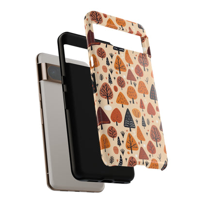 Terracotta Tree Tapestry: A Playful Autumn Mosaic - Tough Phone Case