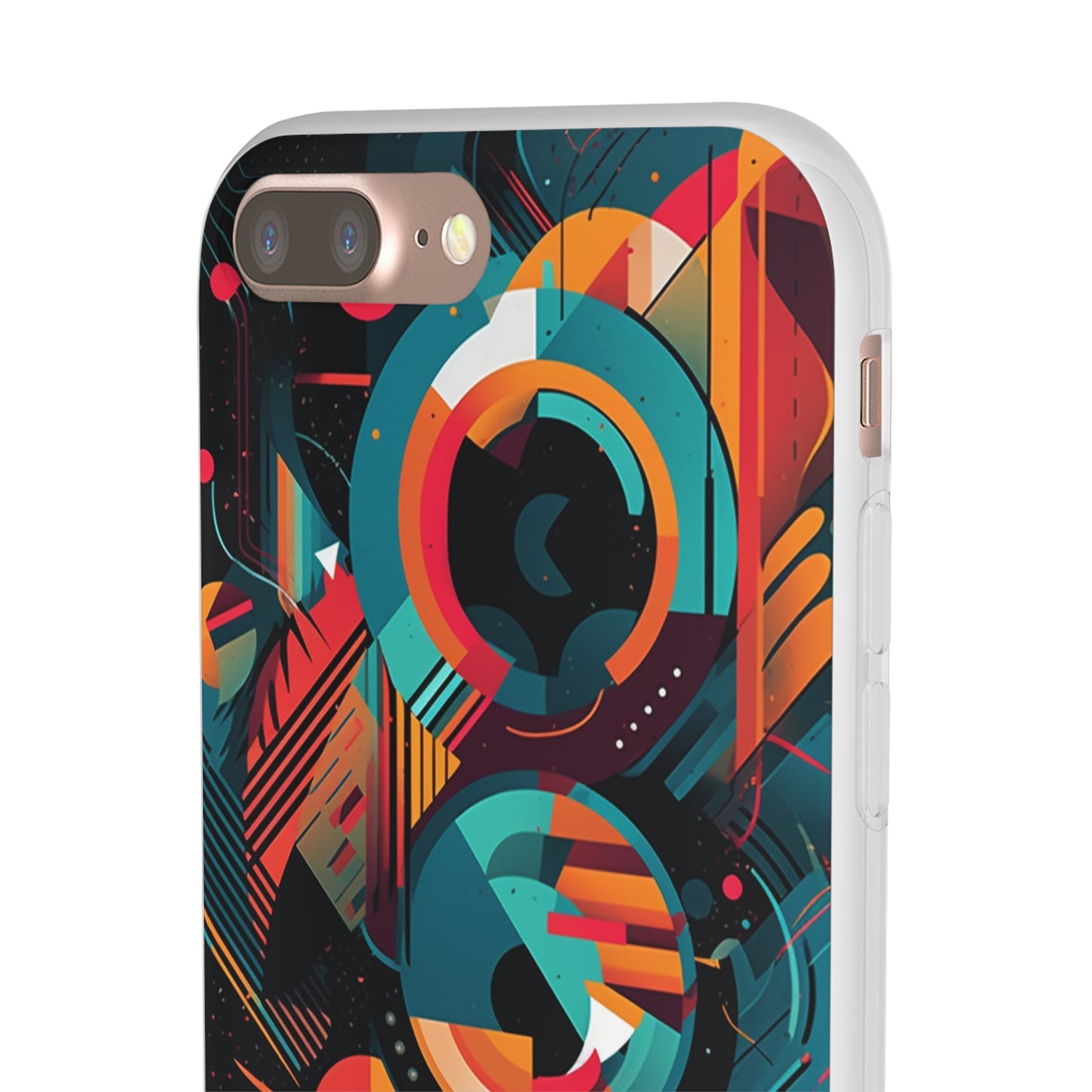 Vibrant Geometric Fusion Phone Case - Bold Squares & Circles Design - Flexi Cases Phone Case Pattern Symphony   