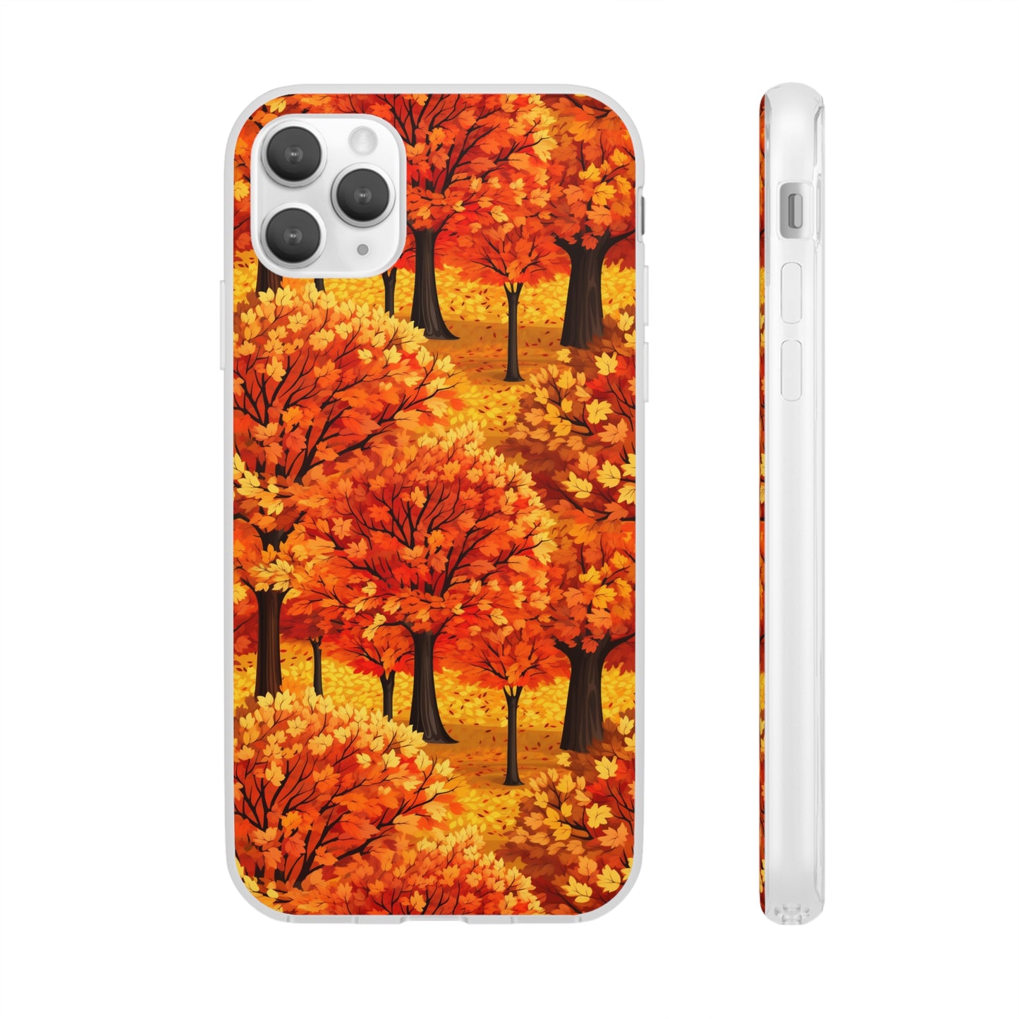 Impasto-Style Woodlands: High-Contrast Autumn Foliage - Flexible Phone Case