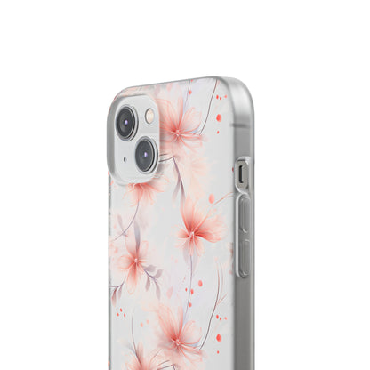 Whispering Petals: Subtle Grey & Pastel Red Gradient Phone Case