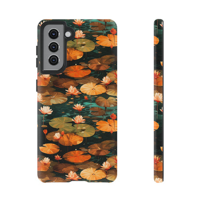 Orange Lotus Whisper: Autumn on the Water - Tough Phone Case