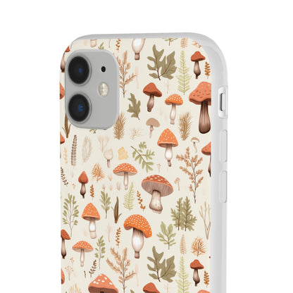 Mushroom Haven - Autumnal Tones Botanical illustration - Flexible Phone Case