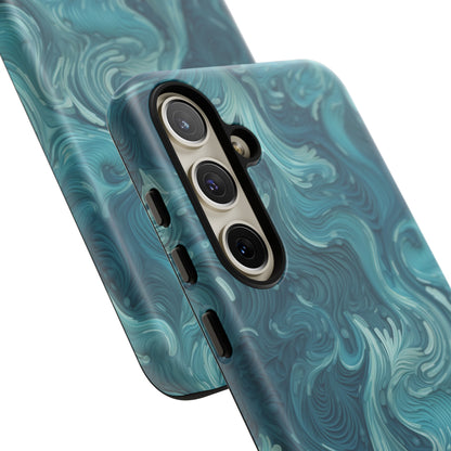 Azure Depths: Layered Blue Topographic Design Tough Phone Case