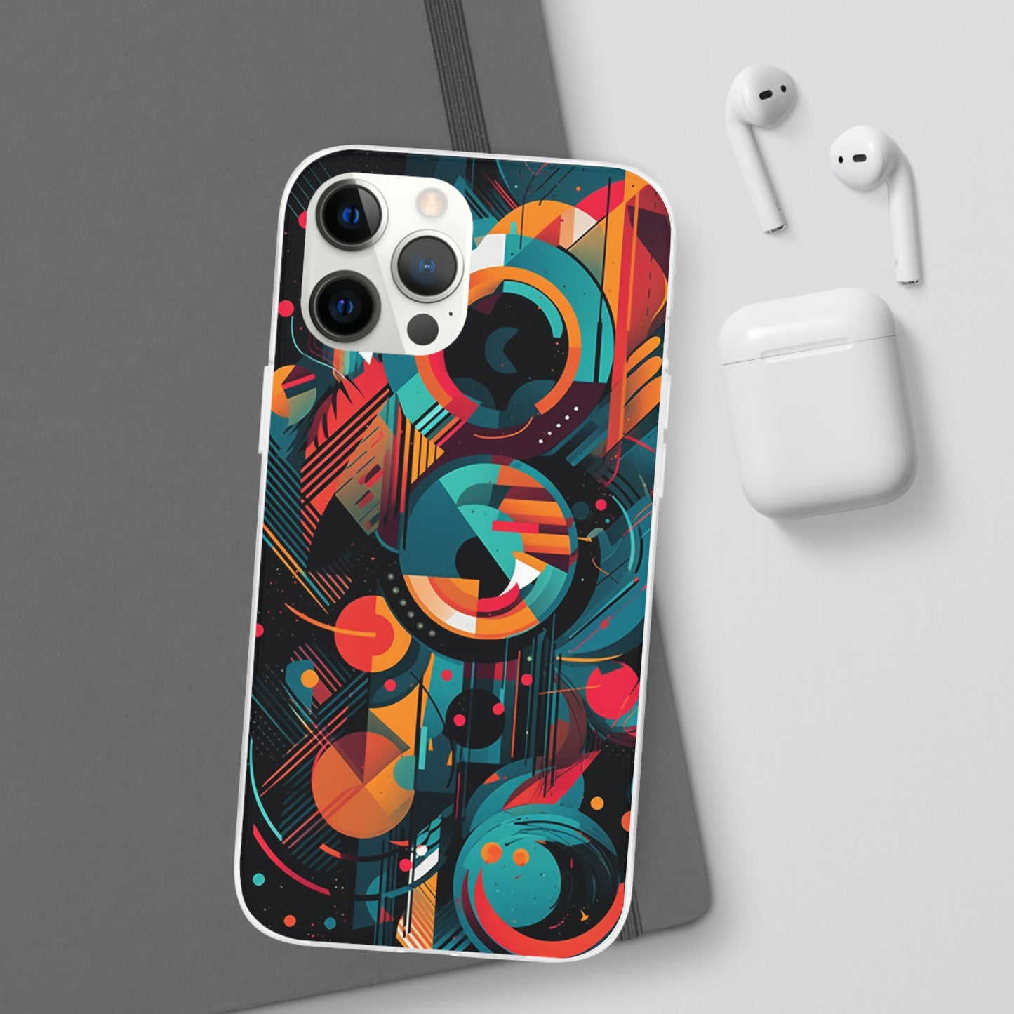 Vibrant Geometric Fusion Phone Case - Bold Squares & Circles Design - Flexi Cases Phone Case Pattern Symphony iPhone 12 Pro Max with gift packaging  