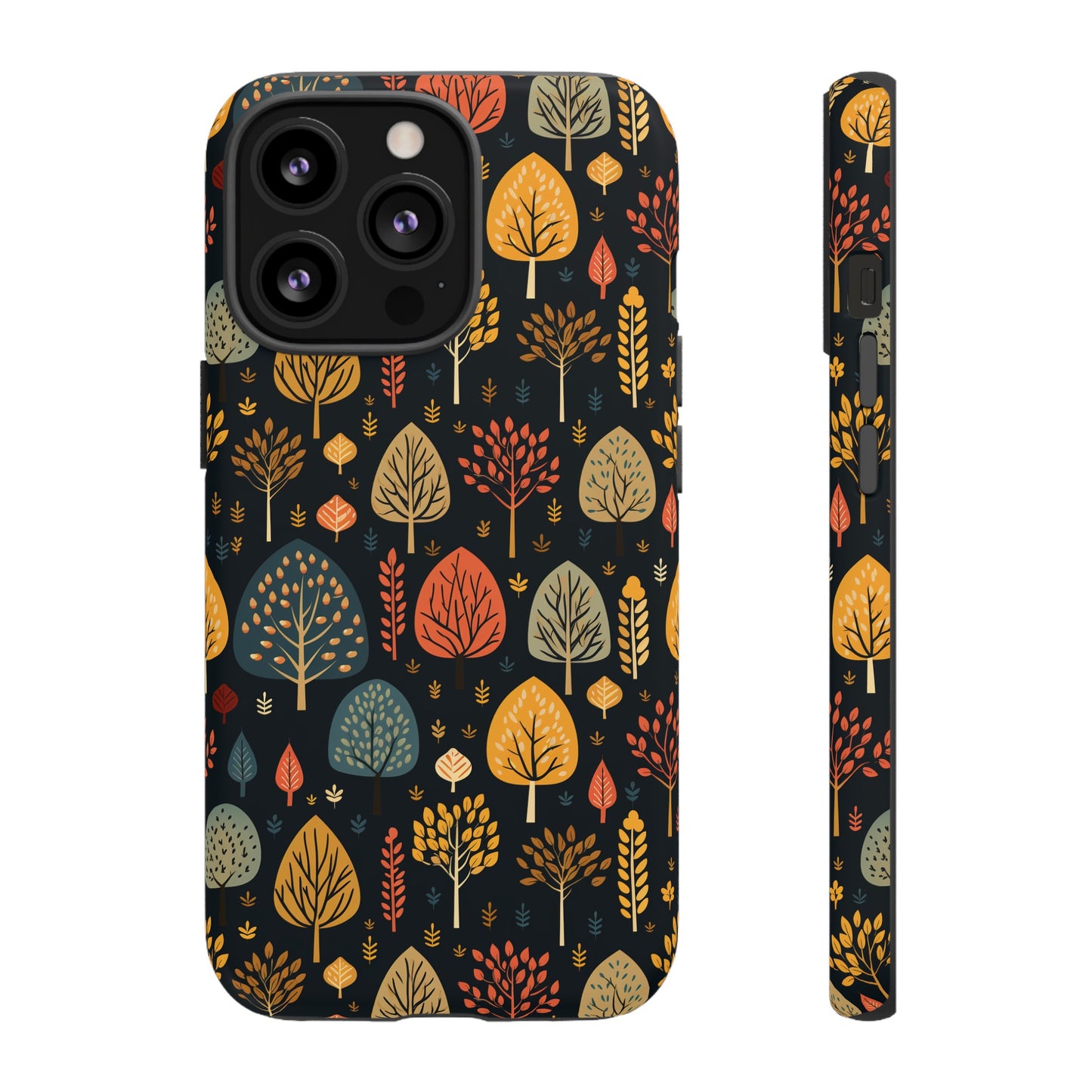 Mid-Century Mosaic: Dappled Leaves and Folk Imagery - Tough Phone Case