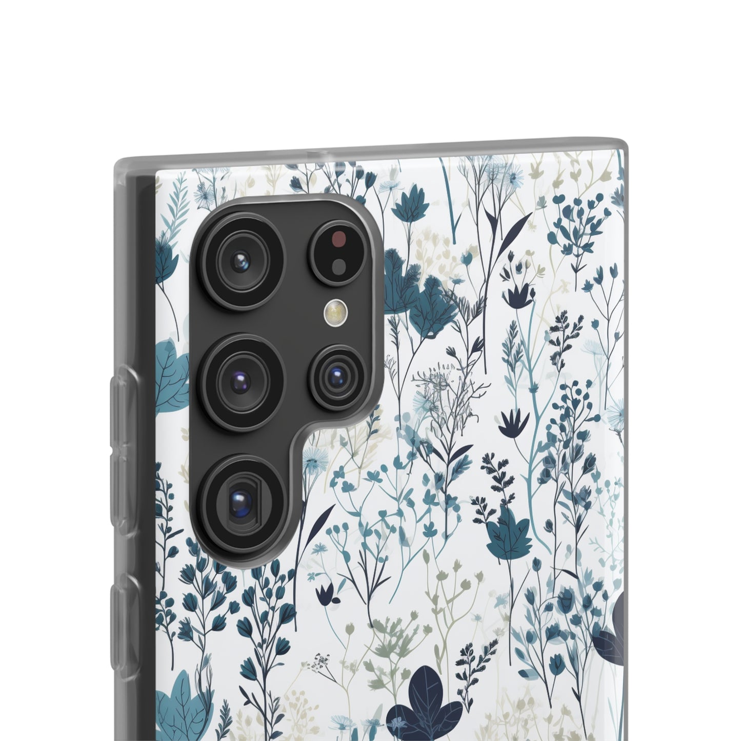 Serene Blue Wildflower Phone Case - Elegant White Background Design - Spring Collection - Flexi Cases Phone Case Pattern Symphony   