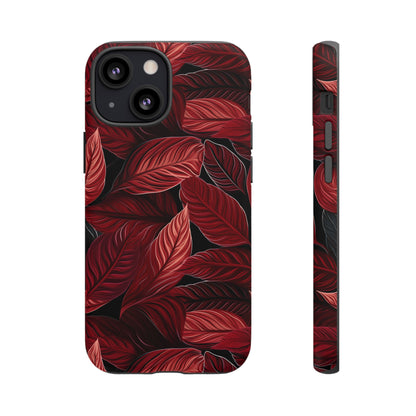 Scarlet Whispers: Lush Autumn Colours in Botanical Bliss - Tough Phone Case