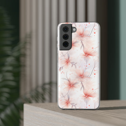 Whispering Petals: Subtle Grey & Pastel Red Gradient Phone Case