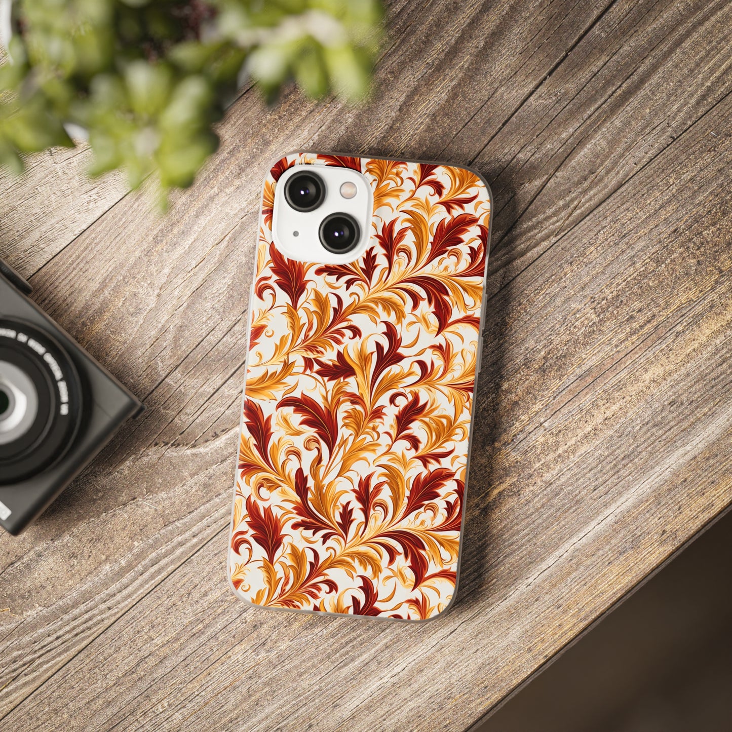 Swirling Autumn: Vortexes of Fall Foliage in Gold and Bronze - Flexible Phone Case