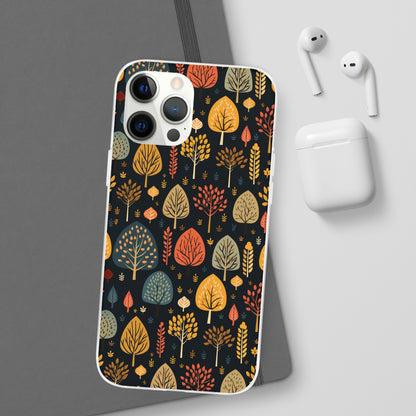 Mid-Century Mosaic: Dappled Leaves and Folk Imagery - Flexible Phone Case