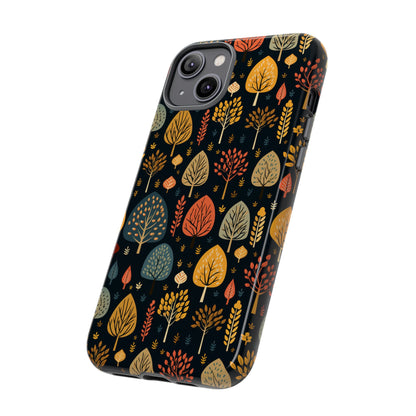 Mid-Century Mosaic: Dappled Leaves and Folk Imagery - Tough Phone Case