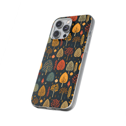 Mid-Century Mosaic: Dappled Leaves and Folk Imagery - Flexible Phone Case