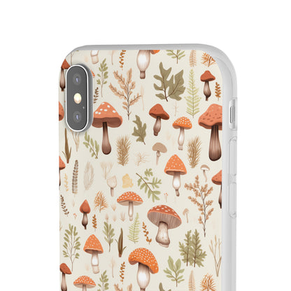 Mushroom Haven - Autumnal Tones Botanical illustration - Flexible Phone Case