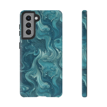 Azure Depths: Layered Blue Topographic Design Tough Phone Case