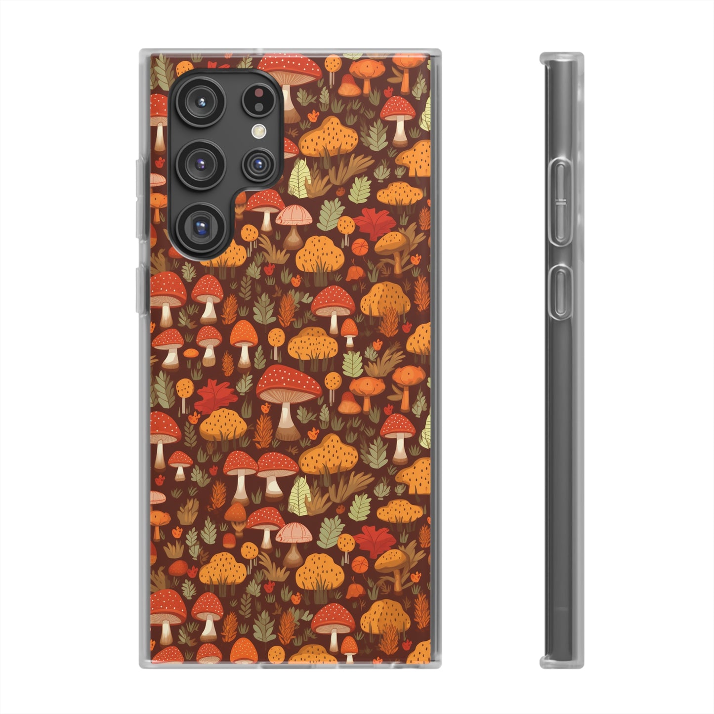 Autumn Spore Wonderland: Enchanting Mushroom and Leaf Designs - Flexible Phone Case