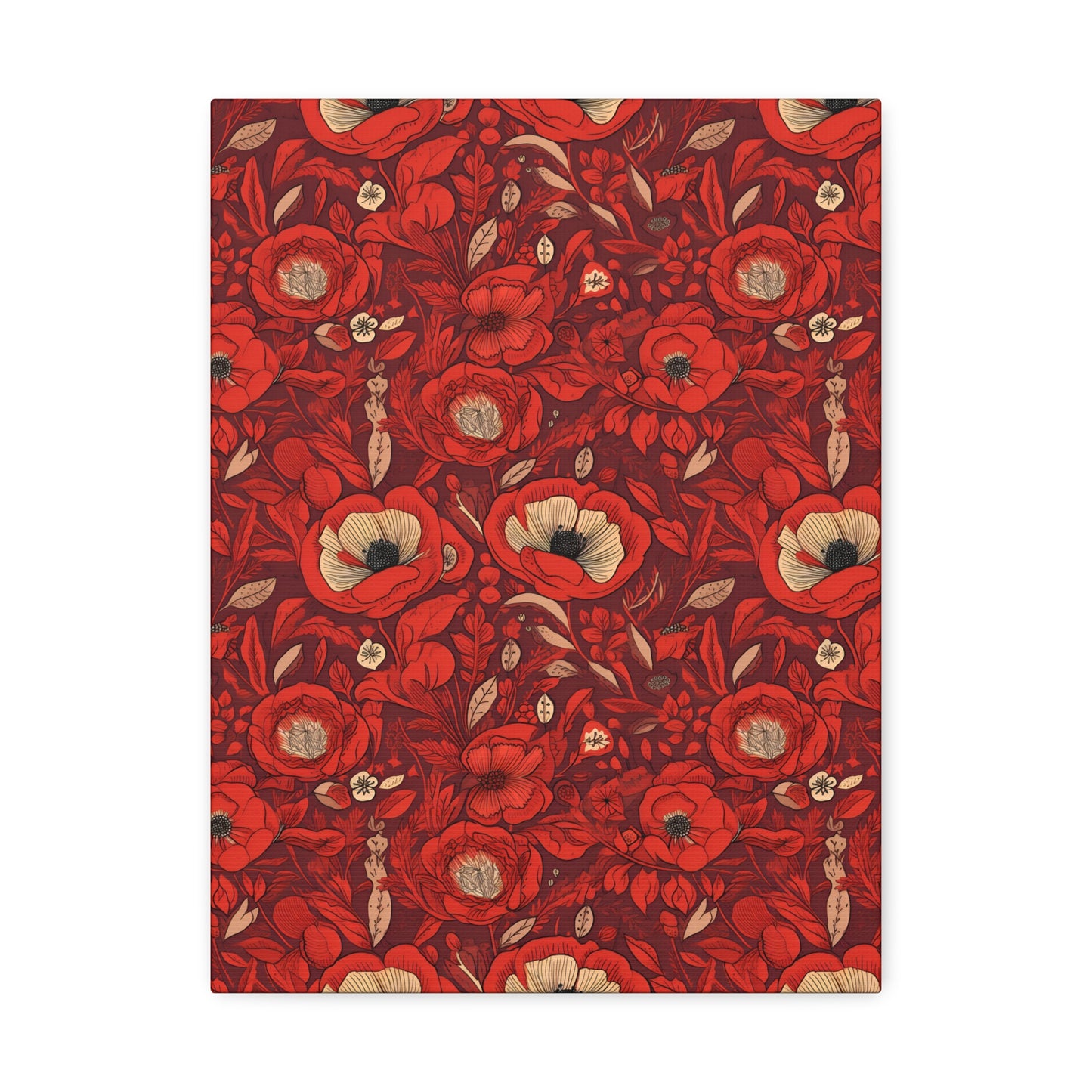 Radiant Spring Blossoms - Vibrant Red Floral Design - Wall Art Canvas