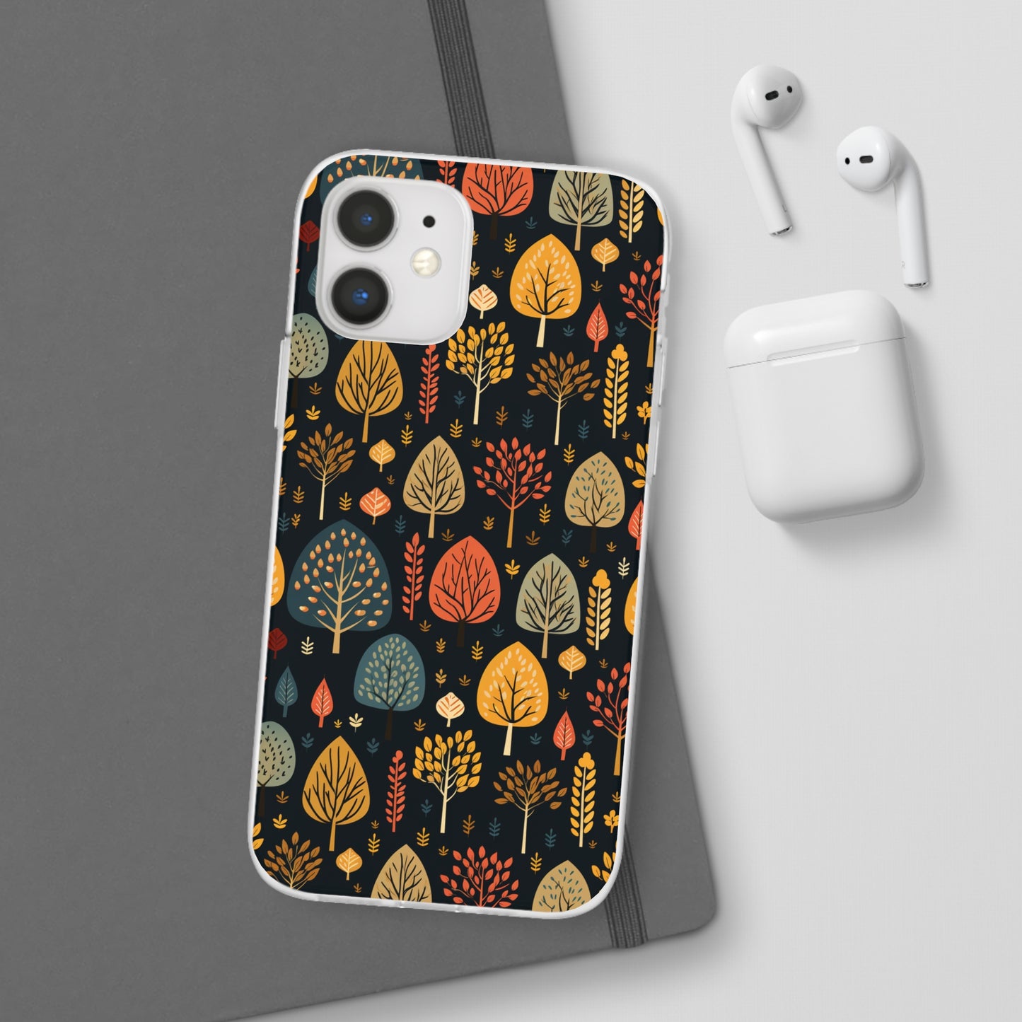 Mid-Century Mosaic: Dappled Leaves and Folk Imagery - Flexible Phone Case