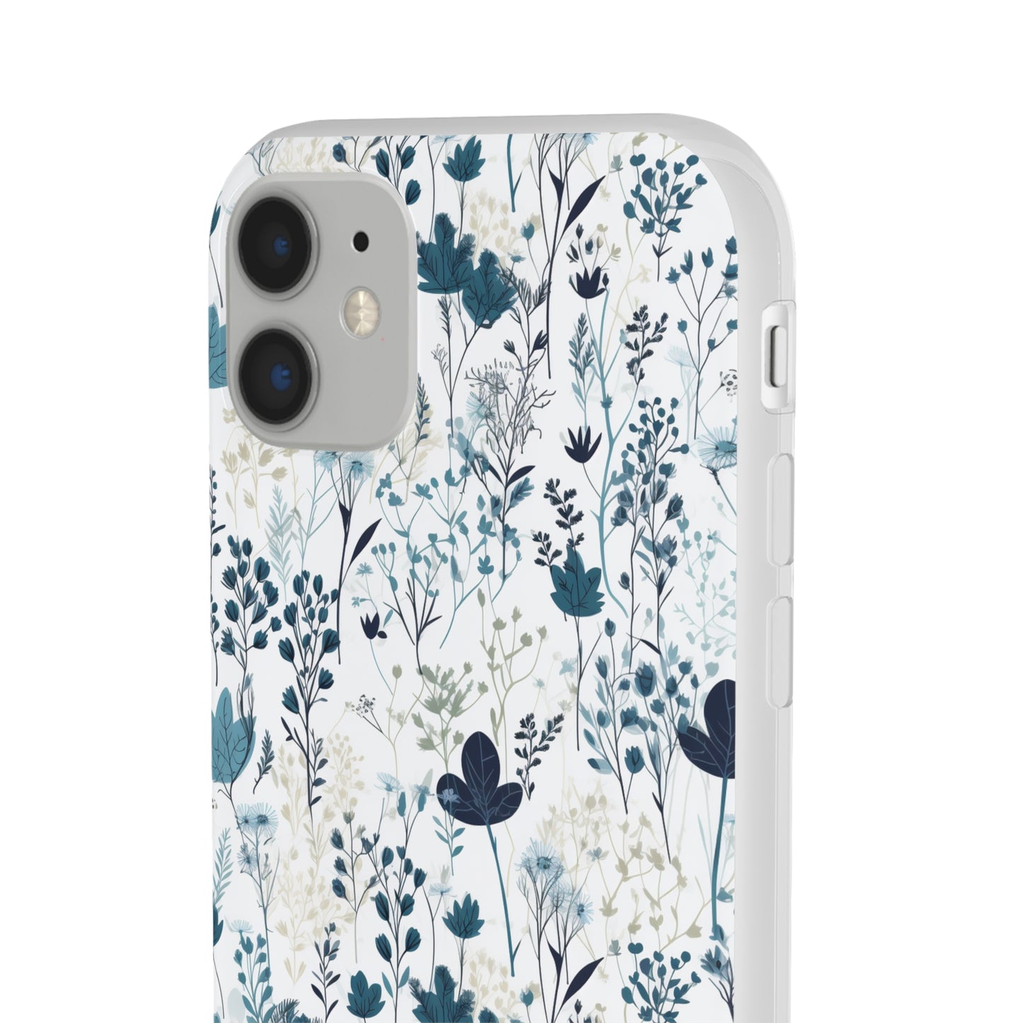 Serene Blue Wildflower Phone Case - Elegant White Background Design - Spring Collection - Flexi Cases Phone Case Pattern Symphony   