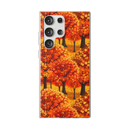 Impasto-Style Woodlands: High-Contrast Autumn Foliage - Flexible Phone Case