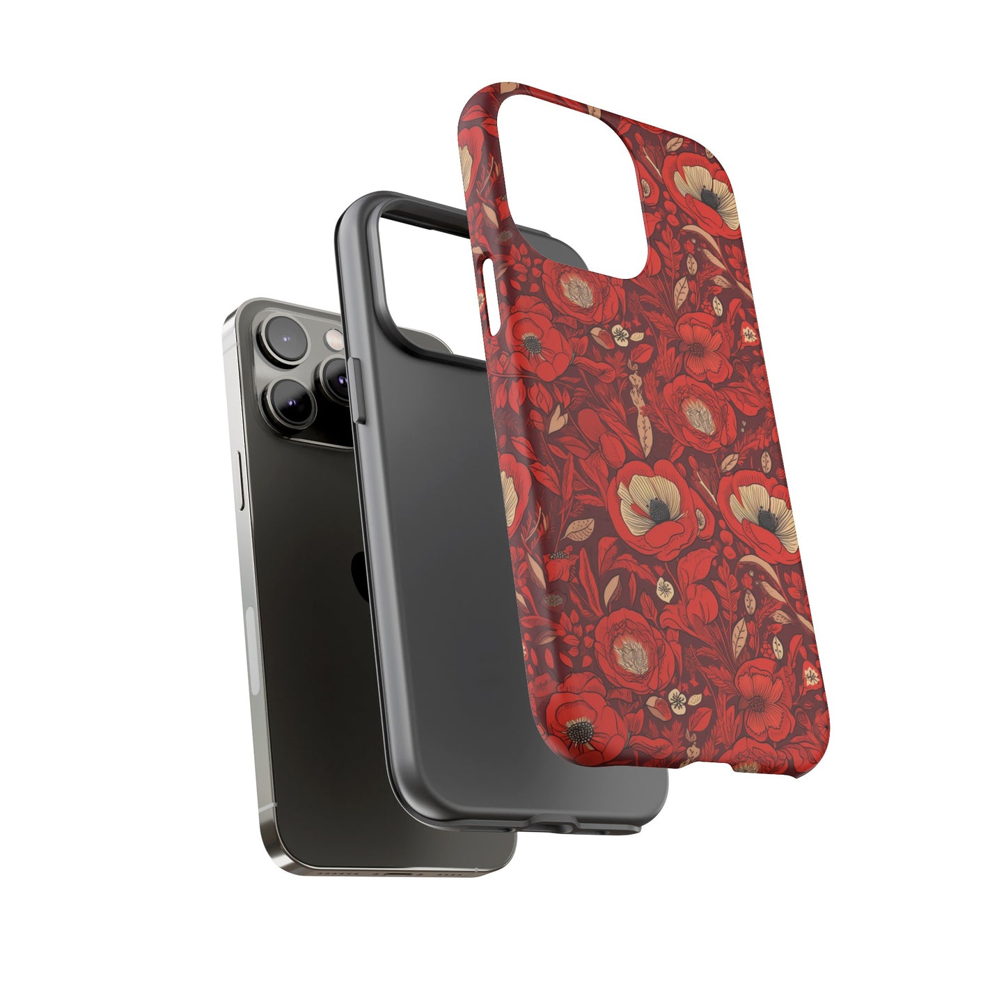 Radiant Spring Blossoms Tough Phone Case - Vibrant Red Floral Design