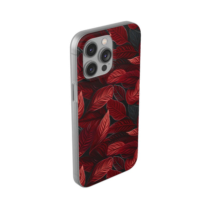 Scarlet Whispers: Lush Autumn Colours in Botanical Bliss - Flexible Phone Case