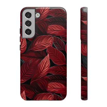 Scarlet Whispers: Lush Autumn Colours in Botanical Bliss - Tough Phone Case