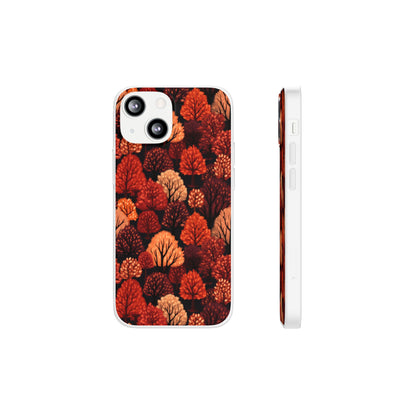 Crimson Forest: Autumn Trees in Vibrant Detail - Flexible Phone Case