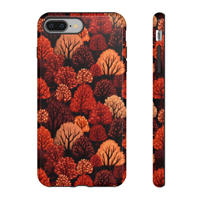 Crimson Forest: Autumn Trees in Vibrant Detail - Tough Phone Case