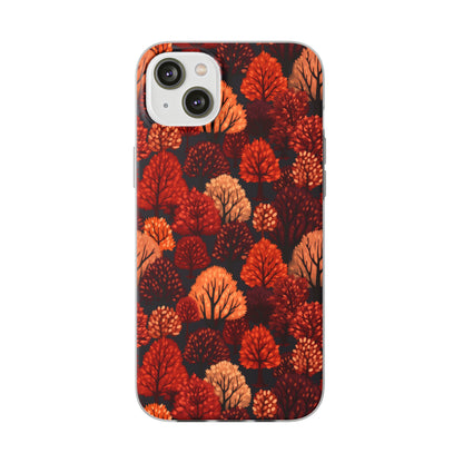 Crimson Forest: Autumn Trees in Vibrant Detail - Flexible Phone Case