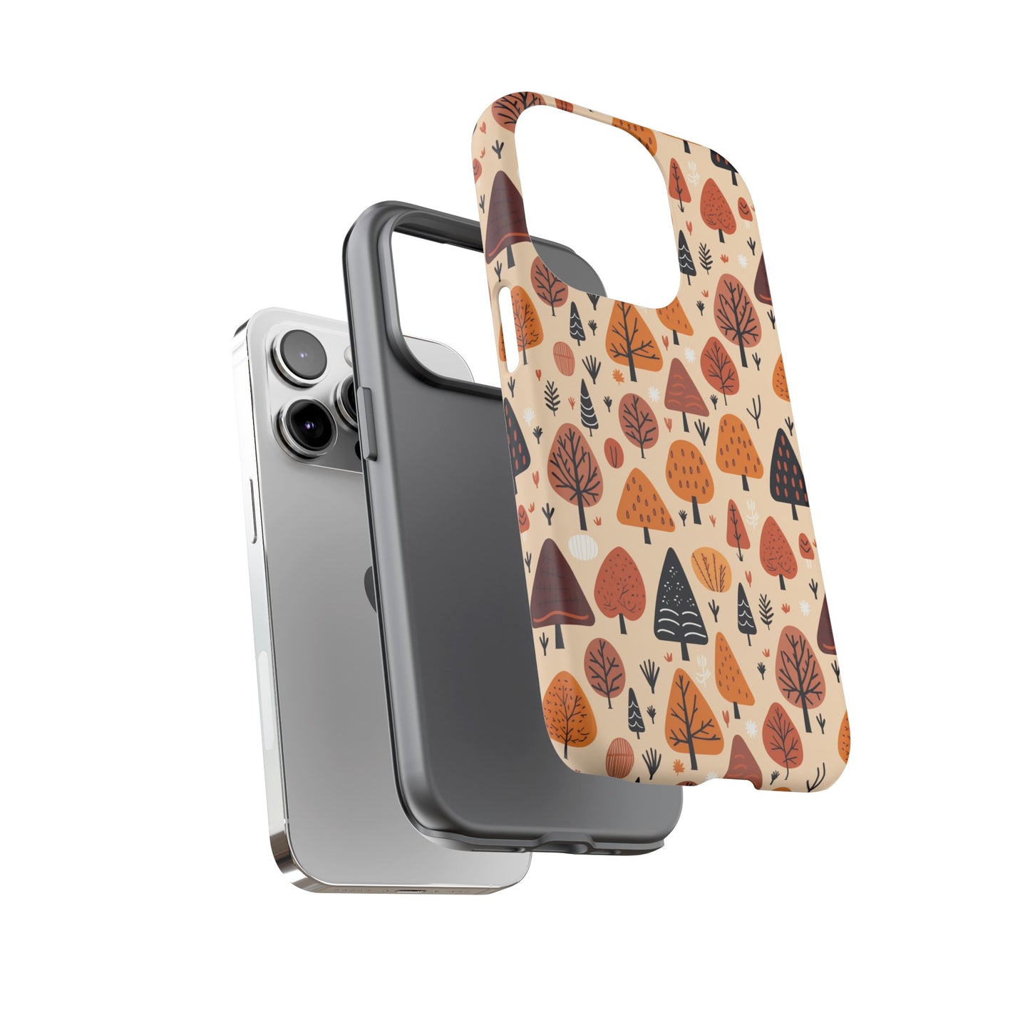 Terracotta Tree Tapestry: A Playful Autumn Mosaic - Tough Phone Case