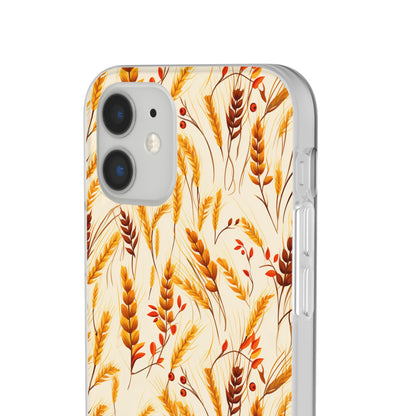 Golden Harvest: An Autumn Collage of Wheat and Berries - Flexible Phone Case