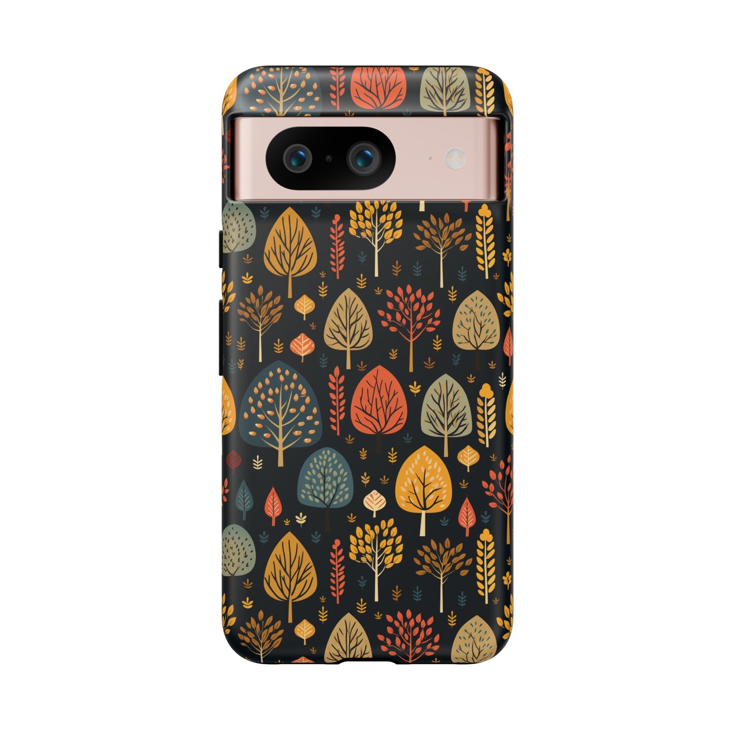 Mid-Century Mosaic: Dappled Leaves and Folk Imagery - Tough Phone Case